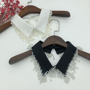 Boogbladen vrouwen witte nep kraag handgemaakte kralen afneembaar vaste kleur shirt vals blouse top vestidos nekkleding decor donn22