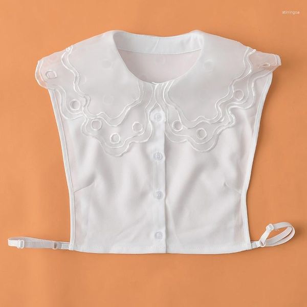 Pajaritas Mujer Camisa blanca Solapa Collares falsos Mujer Extraíble Encaje falso Media blusa Cuello desmontable Suéter Decoración