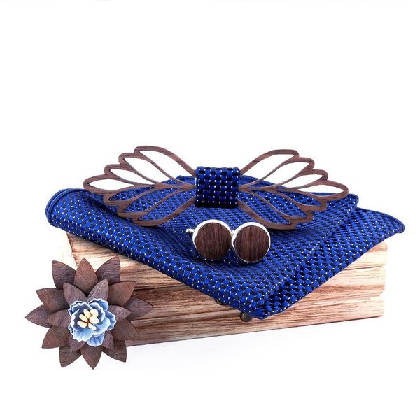 Back Biting de madera Policina de poliéster Square Gosins Broche para hombre Madeing Wood Bowtie Women Gravatas Tiesbow