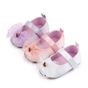 Chaussures à nœud pour tout-petits, chaussures antidérapantes pour nouveau-nés, semelle souple, pour premiers pas, pour bébés filles de 0 à 18 mois
