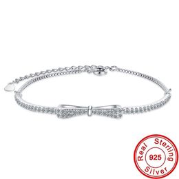 Bowknot AAAAA Zircon Bracelet Bracelet rempli d'or Bracelet gradué pour les femmes Fête de mariage Bijoux fins