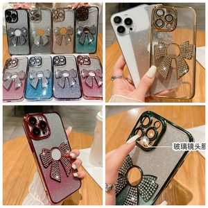 strik bling gradiënt glitter vergulde hoesjes voor iphone 15 14 plus 13 12 11 pro max luxe boog diamant verchroomd helder zacht tpu cameralensbeschermer fijn gat telefoonhoes