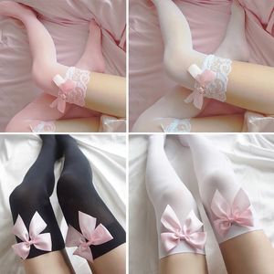 Bowknot Belle cuisse High Knee Stocking Sexy Girls Douce Lace Over Ladies Lingerie 240424