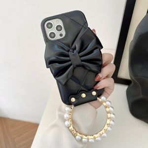 Bowknot PU Cuir Soft TPU Designer Cases Pour Iphone 13 Pro Max 12 Mini 11 XR XS X Phone13 Bracelet Strap Strip Holder luxe Mobile Phone Cover