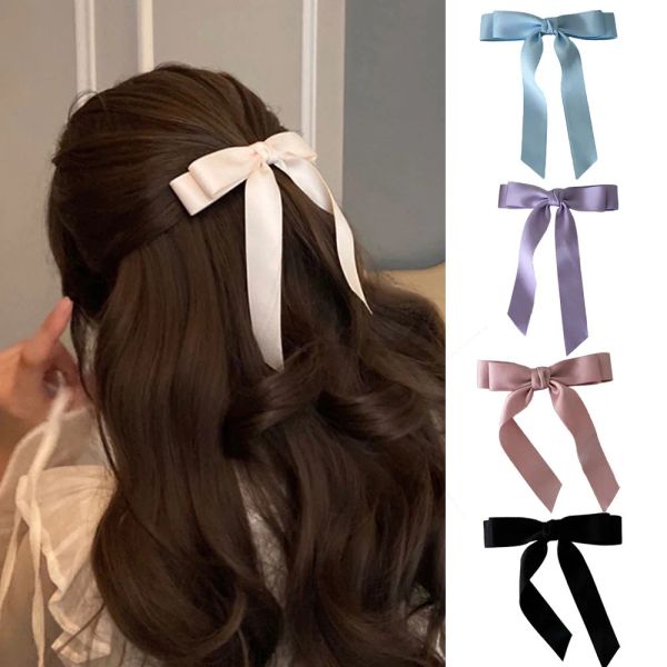 Bowknot Top Clip Épingles À Cheveux Streamer Queue De Cheval Clip Barrettes Double couche Cheveux Arc Pinces À Cheveux Accessoires De Cheveux BRICOLAGE Élégant Doux