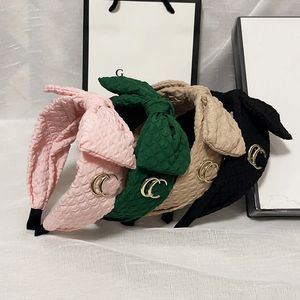 Bowknot Diseñador de mujer Diademas Banda para el cabello Doble letra Patrón de punto de flor Diadema de primavera Joyería para el cabello Vida diaria Lavado de cara Accesorios Familia