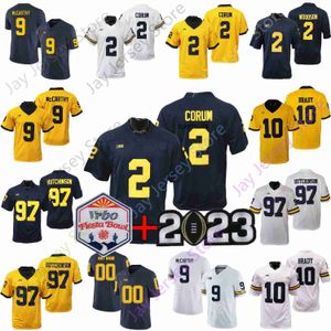 Bowl Fiesta 2023 Football Playoff Jersey Ncaa College Aidan Hutchinson Tom Brady Charles Woodson Cade Blake Corum Mccarthy Femmes Jeunesse