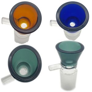 Bol pour Bongs en verre Entonnoir Bols Pipes Diapositives épaisses Bong fumer pièce de couleur grossistes enivrants plates-formes pétrolières pièces 14mm 18mm slide dab