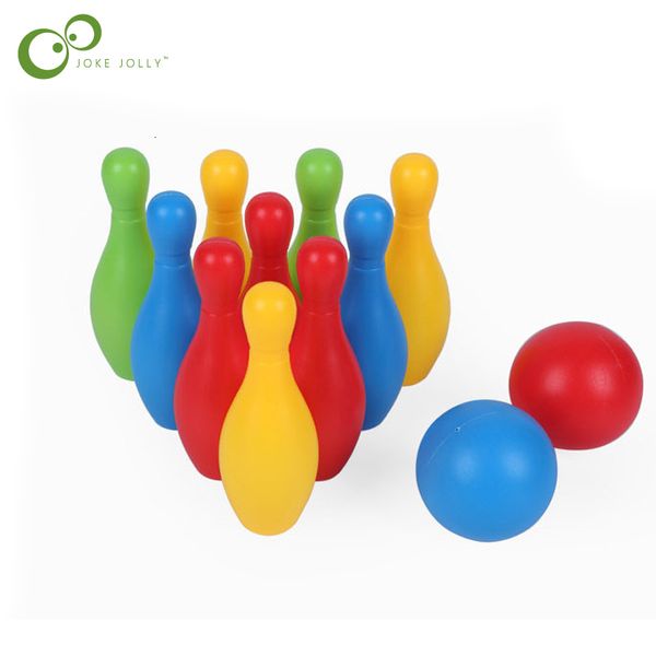 Bolos 12 piezas de plástico para adultos y niños, juguetes de bolos de color, entretenimiento en interiores, deportes, regalos para niños y padres YJN 230425