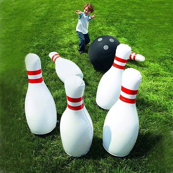 Juego inflable gigante de bolos, enormes pines de 22 pulgadas y 16 bolas grandes, ideal para juegos de interior y exterior en el patio del césped para niños 231017