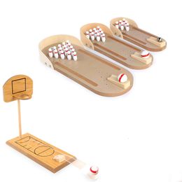 Bowling Mini jeu de société en bois sport enfants jouets adultes enfants bureau bataille Parentenfant Table cadeau 230614