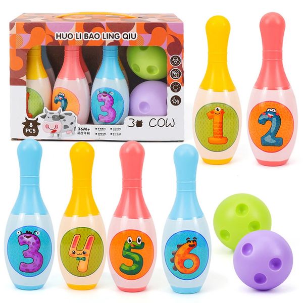 Bowling Set Education Toys for Kids Toddlers Animal Number Learning Indoor Outdoor Sports Games For Baby Gift 240407