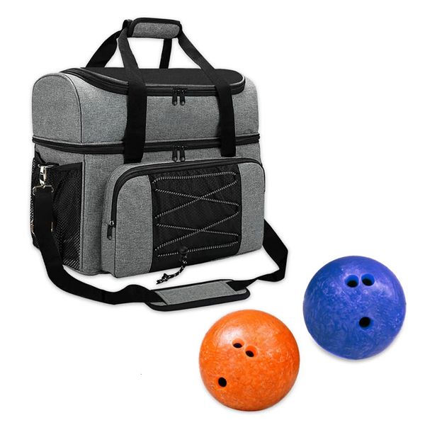 Bowling Tas jinjing poliester dengan pemegang bola empuk Sepatu ransel tas portabel tahan aus aksesoris olahraga 231012