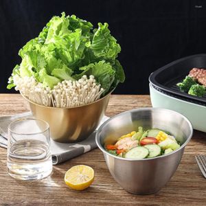 Kommen 1 pc creatief roestvrijstalen salade ramen noedels kom Koreaans servies soep fruit gouden een enkele laag keukengerei