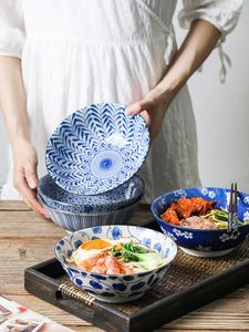 Kommen 1 pc Japanse grote kom rijst soep noedel salade keramische onderglazuur prachtige huishouden gemaakt in Japan