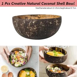 Tazones 1 PC Cocina Natural Coconut Shell Decoración Creativa Cabeza de vajilla fruta Fideos Tazón de arroz (solo tazón)