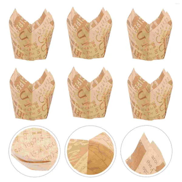 Bols 100 pcs cupcakes tasses de feu de feu gobelet tire-greasproof papier boulange de bouffée enveloppe tulipe