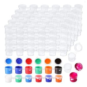 Cuencos 100 tiras 600 macetas Taza de pintura vacía Contenedores de almacenamiento de plástico transparente Suministros para manualidades de pintura (3 ml / 0,1 oz)