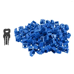 Kommen 100 stcs blauwe rj45 poort ethernet lan hub anti stofomslag plug dop blokkeerbeschermer met gepatenteerde vergrendeling en sleutel
