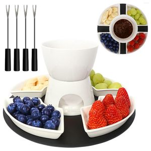 Kommen 11stcs fondue set keramische serveer smelt chocolade kaas porselein perfect cadeau voor huisvrienden