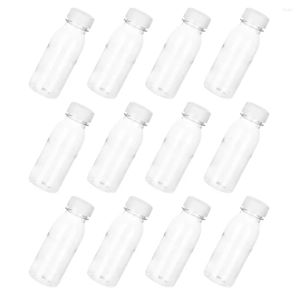Cuencos, 12 Uds., botella de embalaje de jugo de agua transparente, Mini botellas de té de la leche, contenedor de embalaje de bebidas de plástico, vidrio de viaje grueso para mascotas