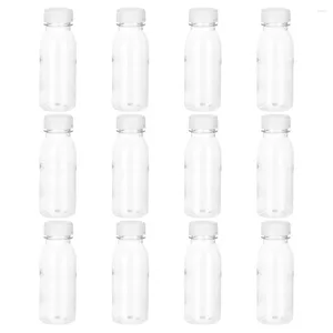 Kommen 12 pc's drink fles dikke plastic sap heldere container drankje glas drinkflessen deksels verpakking fruit thee flacon kopers