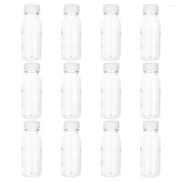 Bols 12 pcs verre bouteille de lait couvercle boisson thé plastique boisson jus emballage conteneur eau bouteilles de fruits l'animal épaissir voyage