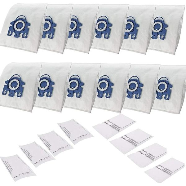 Bol 12 Bolsas De Aspiradora 8 Filtros Compatibles Con HyClean Miele GN 3D 10408410 Classic C1 Efficiency