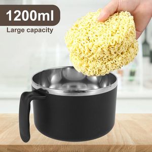 Bols 1200 ml bol ramen rapide avec couvercles à couvercle filtrable boguples cuiseurs BPA Nouilles de vaisselle de cuisinière gratuite