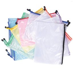 Cuencos 16 Uds bolsa de malla con cremallera bolsa para documentos carpetas de archivos con cremallera impermeables tamaño A4 para suministros de oficina escolar bolsas de almacenamiento de viaje