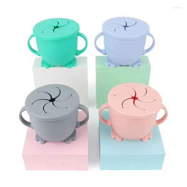 Bols 1pc bébé bébé apprentissage d'alimentation tasse de bol avec poignée de collation en silicone plats de rangement contenant de la cuisine