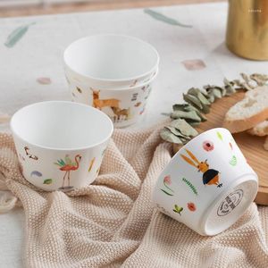 Kommen 1 stc kerstkom hand geschilderd rijstbot porselein keramische cartoon servies levering giraf flamingo puppy 4,25 inch