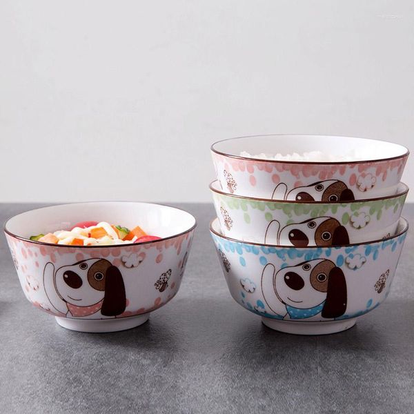 Tazones 1pc Cuenco de cerámica de dibujos animados lindo Arroz para el hogar Vajilla de estilo japonés Sopa pequeña