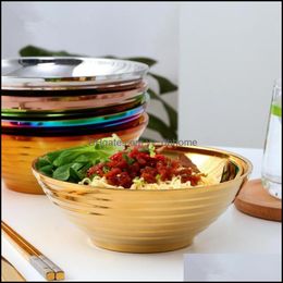 Kommen 1 st mode roestvrij staal ramen bowl huishouden grote warmte-opgenomen salades instant noedelsoep keuken servies