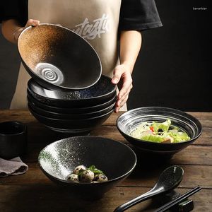 Bols 1pc style japonais céramique ramen udon soba fruit salad bowl home restauration rétro table de table fourrelle micro-ondes lave-vaisselle