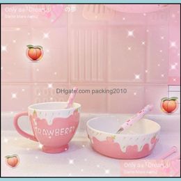 Kommen 1 stc roze stberrgers patroon reli￫f keramische kom rijst soep fruit salade servies