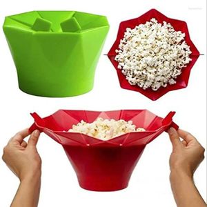 Kommen 1 stks Opvouwbare Rode Siliconen Popcorn Kom Keuken Gemakkelijk Gereedschap DIY Emmer Maker Magnetron Gadget