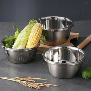 Bols 1set 304 Mélange de mélange en acier inoxydable avec un bassin de filtre à eau Bowl lave-vaisselle outils