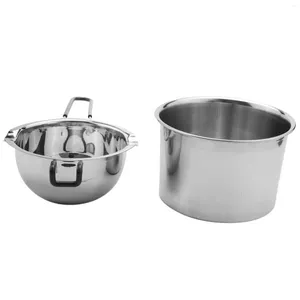 Bols 2 Pack Double Chaudière Pot Set En Acier Inoxydable Fondant Pour Le Chocolat Savon Cire Bougie Faisant 600ML Et 1600ML