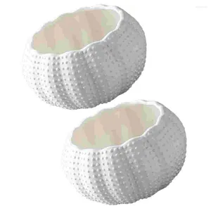 Bols 2 Pcs Plat En Céramique Oursin Cuisine Restaurant Accessoire Blanc Céramique Caviar Stockage