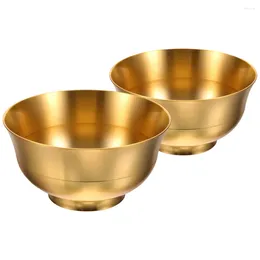 Cuencos 2 piezas Cornucopia Gold Bowl Meditación Agua Vintage Tibetano Latón Ofreciendo Tesoro Estudio Suministro