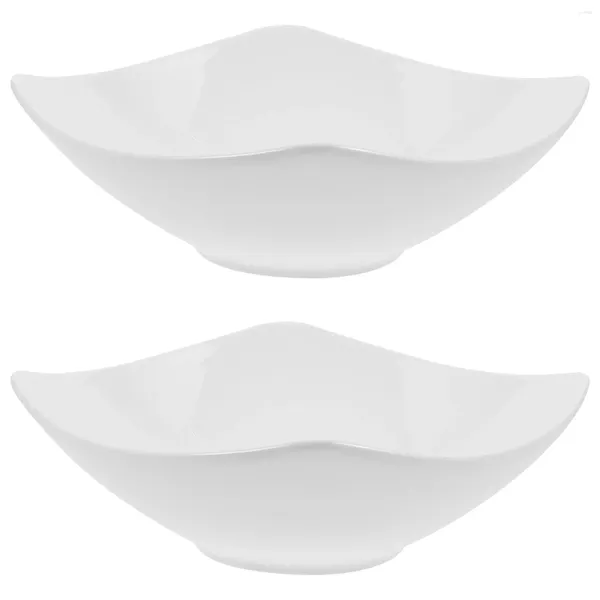 Cuencos 2 PCS Tazón para servir Avena Decoración de cumpleaños Niña Helado Bandeja decorativa Platos de cena cuadrados Postre Ensalada de porcelana