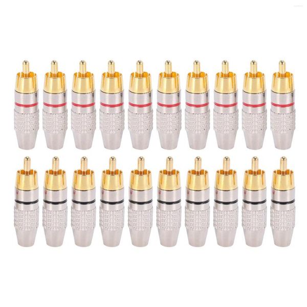 Bols 20 Pcs RCA Plug Audio Vidéo Verrouillage Câble Connecteur Plaqué Or