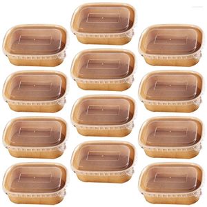 Bols 20 pcs Contacteurs de riz boîtes salade bento emballage bento en papier kraft en papier rectangulaire à grille simple