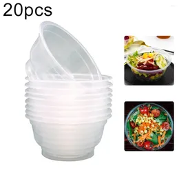 Bols 20pcs 360 ml plastique jetable en plastique rond bol cuisine salade de pique-nique conteneur camping