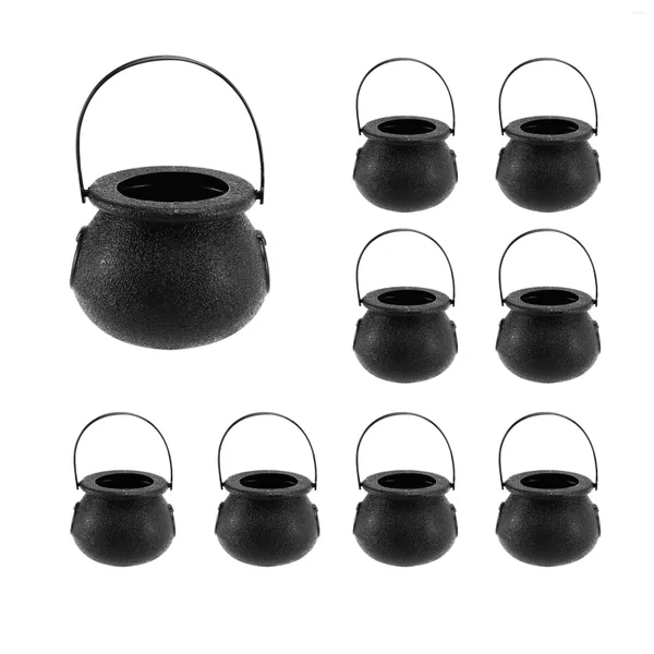 Bols 24 Pack en plastique noir bonbons chaudrons pot avec poignée pour les faveurs de fête de Pâques St