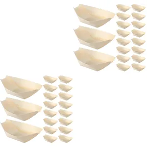 Bols 240 pcs navires jetables forme de navires de bois bol palettes en bois Plaques de sushi de pin