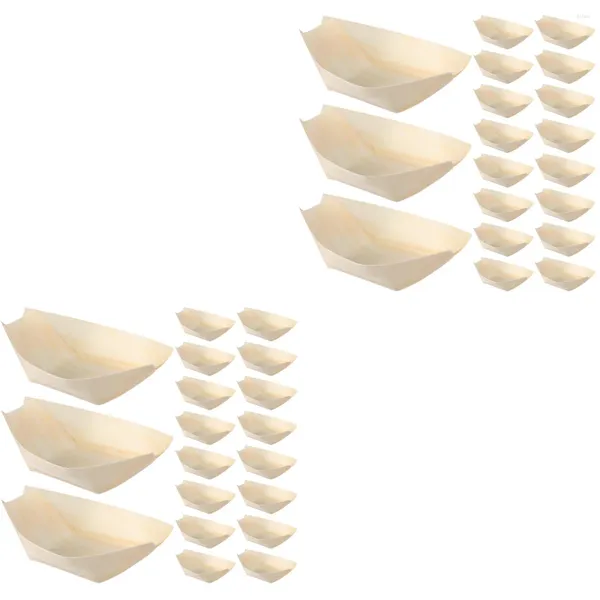Bols 240 pcs navires jetables forme de navires de bois bol palettes en bois Plaques de sushi de pin