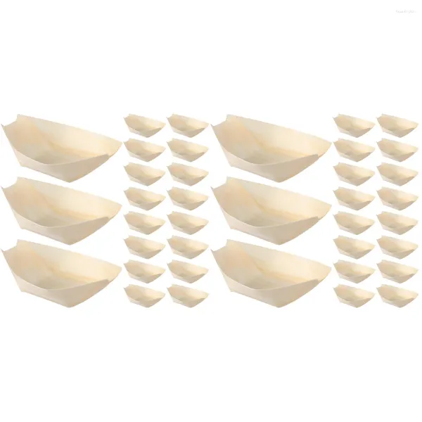 Bols 240 pcs forme de navire bol de copeaux de bois conteneurs de sushi bateau assiettes jetables plateaux de palettes bambou