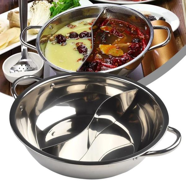 Tazones 28-30 cm Olla Doble Dividida Acero inoxidable 2 Utensilios de cocina de celosía Cocina de inducción Estufa de gas Cocina compatible